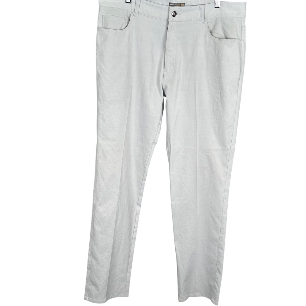Peter Millar eb66 Performance Pants Mens 36x32 Light Grey Wicking Golf Trousers